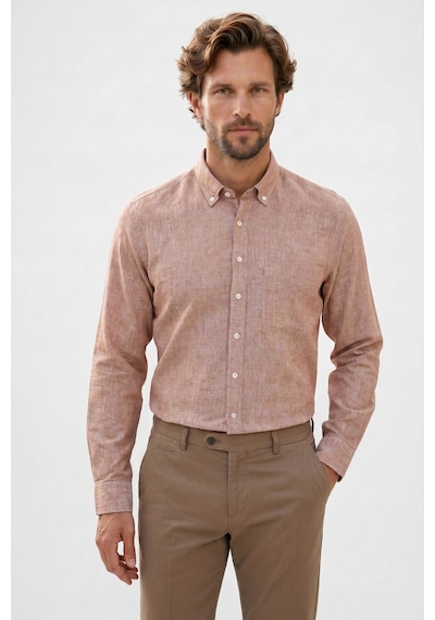 Tudors Erkek Regular Fit Klasik Kesim Oversize Pamuklu Keten Doku Düğmeli Yaka Kahverengi Gömlek-42586 Tudors Erkek Regular Fit Klasik Kesim Oversize Pamuklu Keten Doku Düğmeli Yaka Kahverengi Gömlek-42586