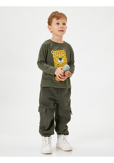 Koton Basic Jogger Eşofman Altı Cepli Beli Bağlamalı Şardonlu Haki 4wmb40131tk 4WMB40131TK869 Haki
