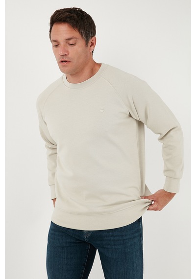 Buratti Streç Pamuklu Relaxed Fit Bisiklet Yaka Erkek Sweat 5901210 Taş