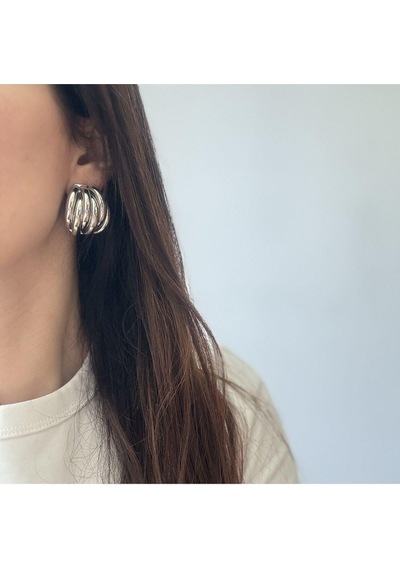 Çelik 6 Halkalı Küpe Silver