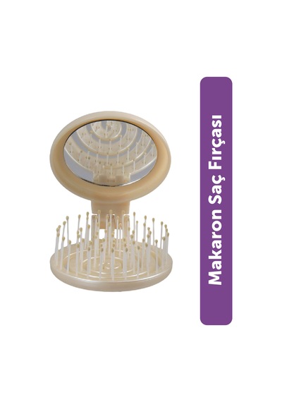 Beauty Makaron Metalik Saç Fırçası - 3d Esnek, Aynalı, Çanta Boy - Compact Detangler İnci Beyazı