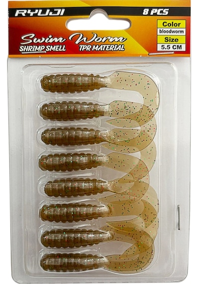 Ryuji Swim Worm 5.5cm 8 Adet Lrf Silikon Yem Blood Worm
