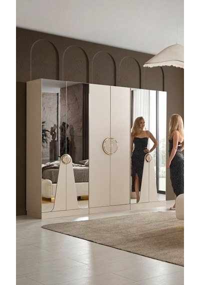 Potenza Mdf 2+2+2 6 Kapılı Dolap Bej