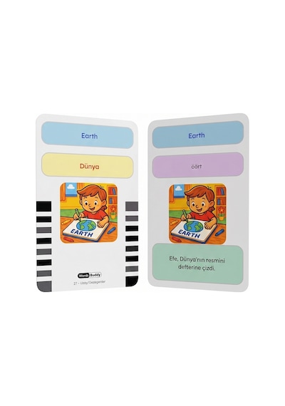 Bigibuddy WordsBuddy Çocuklar İçin Türkçe İngilizce Doğa ve Uzay Paketi 90 Kart 3'lü Set (Cihaz Hariç)