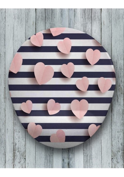 Pembe Beyaz Uçan Kalpler Oval Bilek Destekli Mouse Pad Mousepad