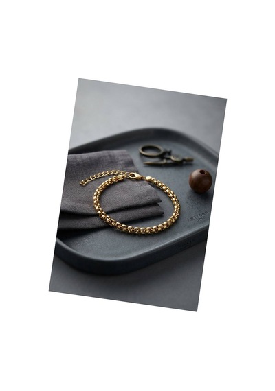 316l Çelik Gold Renk Box Zincir Model Erkek Bileklik Tj-eb3811 Evimdeyokyok