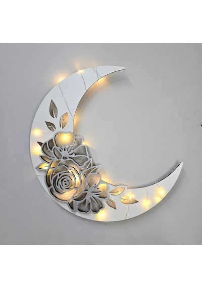 Moon Flower Gümüş - Led Işıklı Duvar Dekoru