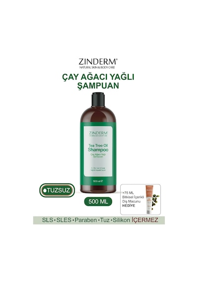 Zinderm Arındırıcı Ve Dengeleyici Tuzsuz Çay Ağacı Şampuanı 500 ML