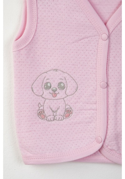 Baby Shez %100 Organik Pamuklu Yenidoğan Kız Erkek Bebek Yelek Mevsimlik 3-6 6-9 9-12 Ay Pembe