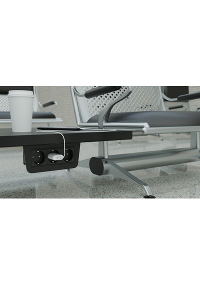 Metalline® Under-line Tezgah Altı Priz Kutusu - Siyah