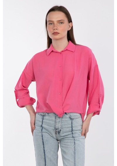 Barrels And Oıl Etek Ucu Düğümlü Gömlek - Pembe Pembe
