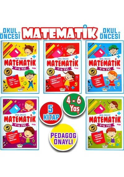 4 - 5 - 6 Yaş Okul Öncesi Matematik Çalışmaları Seti 5 Kitap