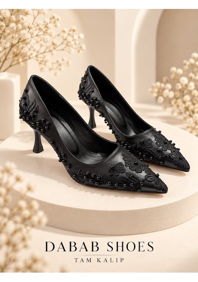 Dabab Shoes Vıanel Kadın Siyah Çiçek Nakışlı İnci İşlemeli Sivri Burun 7 Cm Kadeh Topuklu Abiye Stiletto Ayakkabı Dabab Shoes Vıanel Kadın Siyah Çiçek Nakışlı İnci İşlemeli Sivri Burun 7 Cm Kadeh Topuklu Abiye Stiletto Ayakkabı