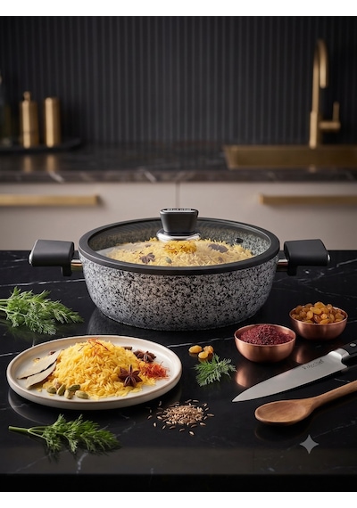 Silver Stone Ultra Güçlü Granit Basık Pilav Karnıyarık Tenceresi 30 Cm Diğer