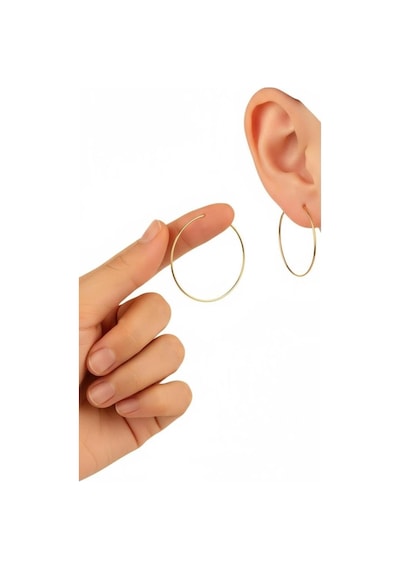 Çgk Çiğdem Gürel Kuyumculuk 14 Ayar 4cm Halka Altın Küpe Gold