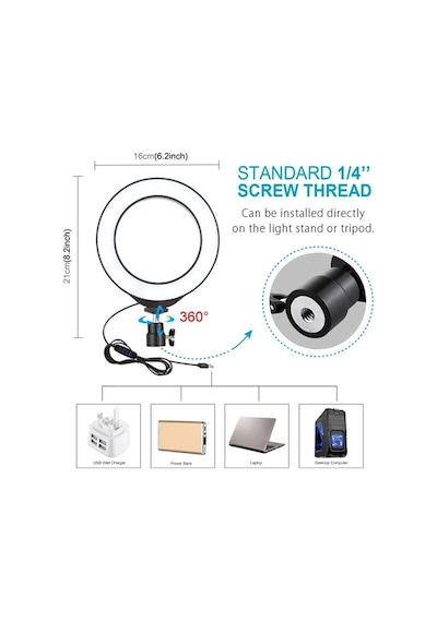 Puluz 1.1m Çift Telefon Tutucu 6.2cm Led Işık Stand Youtubercanlı Yayın Selfie Tiktok Makeup- 5775 Renkli