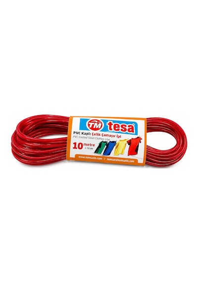 Tesa Pvc Kaplı Çelik Çamaşır İpi 10 Metre Dayanıklı Paslanmaz Çelik İç Telli Çamaşır Asma İpi Güçlü Taşıma Kapasiteli Kırmızı Çamaşır İpi Diğer