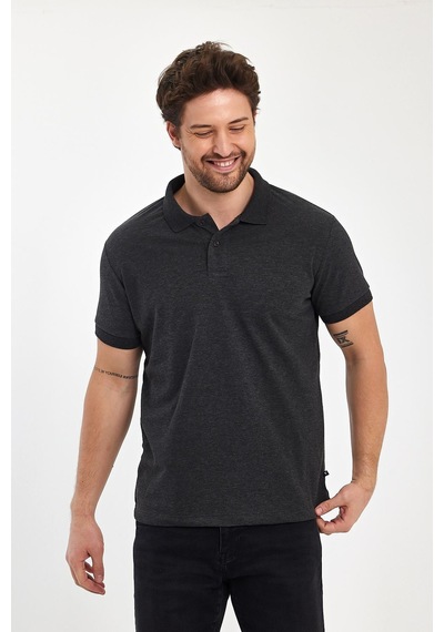 Nemonti Premium Penye Polo Yaka T-shırt Antrasit