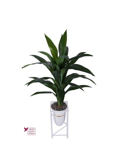 Yapay Çiçek Sitesi Metal Sütun Saksıda Yapay Egzotik Dracaena Ağacı 150 Cm Yeşil