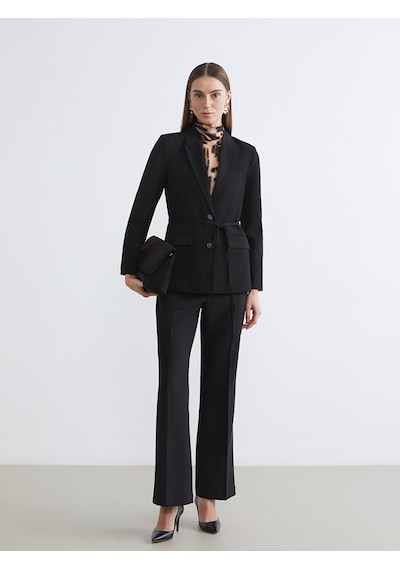 Lcw Everyday Siyah Beli Kuşaklı Kadın Blazer Ceket