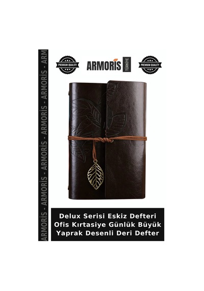 Delux Serisi Eskiz Defteri Ofis Kırtasiye Günlük Büyük Yaprak Desenli Deri Defter