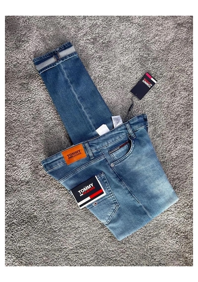 Tommy Hilfiger Erkek Denim Jeans Yazlık Kot Pantolon Açık Mavi