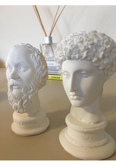 Payatasarım Dekoratif Hermes Ve Socrates Büst Biblo Beyaz Beyaz Payanm307 Diğer