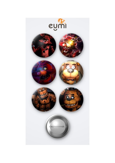 Five Nights At Freddy's Foxy The Pirate Fox Oyun Ve Freddy Fazbear Oyun 6'lı Metal Rozet Seti 58mm İğneli Buton Çanta Yaka Rozeti Çok Renkli
