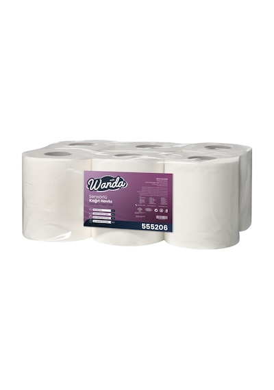 Wanda Soft Sensörlü/hareketli Kağıt Havlu 5 Kg 6'lı Paket - 2 Katlı, 21cm Yaprak Eni - 80m Rulo