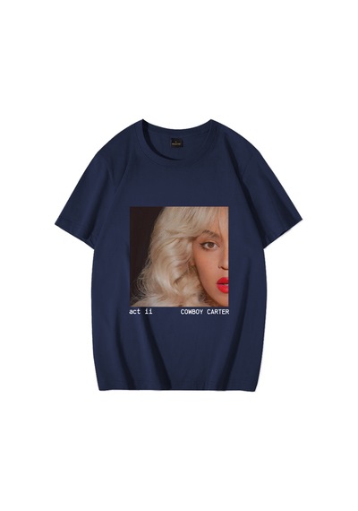 Flood Of Style Vintage Stil Beyoncé Act Iı Kovboy Kız Albümü T Shirt Erkek Kadın Yüksek Kaliteli Streetwear Lacivert