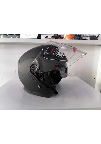 526 Güneş Vizörlü Mat Siyah Açık Kask Siyah