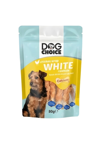 Dog Choice Kalsiyumlu Tavuk Dürüm Beyaz Çiğ Deri Köpek Ödül Maması 80g
