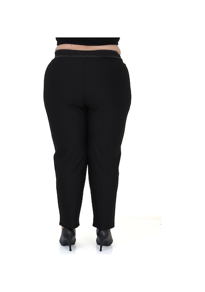 Kadın Büyük Beden Boru Paça Toparlayıcı Yüksek Bel Siyah Ekstra Battal Pantalon