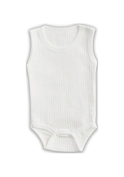 Novibaby 10'lu 3-6 Ay Ribana Bebek Atlet Body Zıbın Beyaz Raporlu Çıtçıtlı 100% Pamuk Beyaz