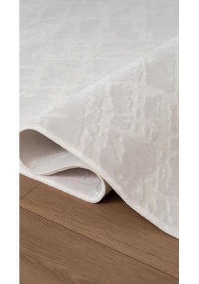 By Özer Halı Beyaz Renk Desenli Modern Stil Karmen Halı Jade Jd014w Salon Halısı Çok Renkli