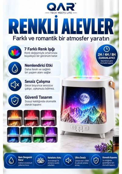 3d Dağ Tasarımlı Galaksi Efektli Hava Nemlendirici Aroma Difüzörü Dekoratif Ortam Nemlendirici