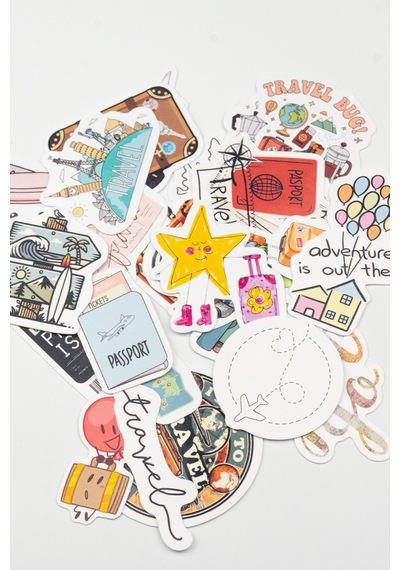 Seyahat Temalı Sticker Paketi 22 Parça Kaliteli Su Geçirmez Travel Etiket Seti Çok Renkli