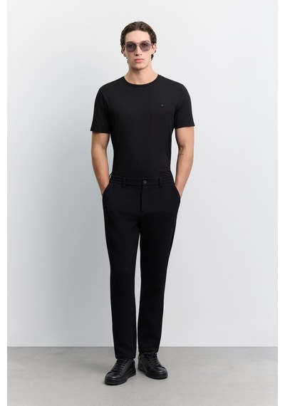 Avva Erkek Siyah Yanı Lastikli Gofreli Elastan Slim Fit Pantolon A62y3080