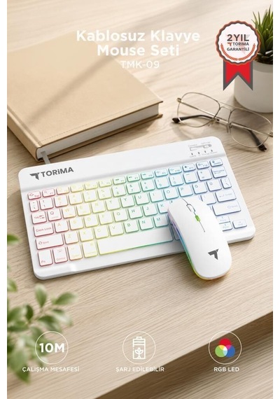 Özel Üretim Ev Fare Bilgisayar Kablosuz Klavye Mouse Seti Tmk09 Beyaz Diğer