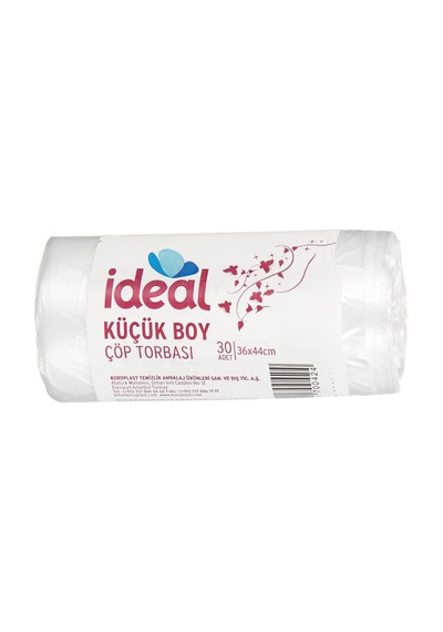 İdeal Küçük Boy Çöp Poşeti 30'lu 36x44 Cm, Sızdırmaz Ve Yırtılmaz, Ekonomik Küçük Boy Çöp Torbası, Geri Dönüştürülebilir Atık Torbası, Doğa Dostu, Sürdürülebilir, Güçlü Ve Dayanıklı Çöp Poşeti