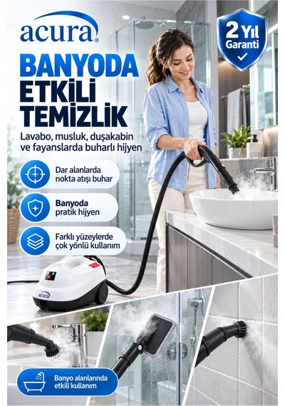 Ac-130 Pro 24 Aksesuarlı Profesyonel Buharlı Temizleyici