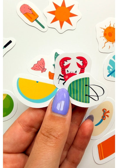 Renkli Yaz Tatili Temalı 73 Parça Mix Sticker Paketi Summer Suya Dayanıklı Laptop Termos Telefon Etiket Seti Diğer