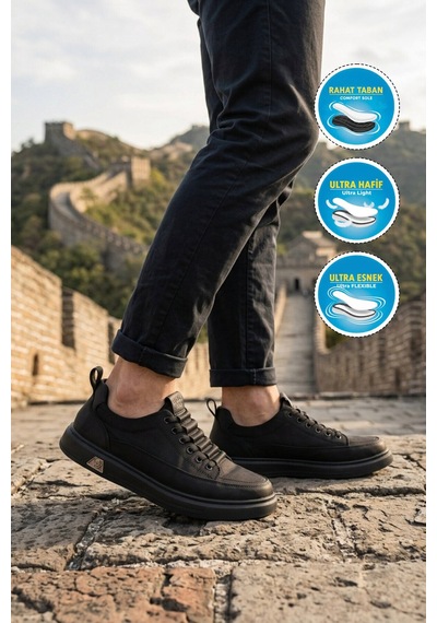 Guja Siyah Hafif Esnek Keten Erkek Casual Ayakkabı 26y510-2 M