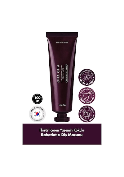 Unpa Florür İçeren Yasemin Çiçeği Vegan Kore Diş Macunu UNPA Cha Cha Zen Jasmine Toothpaste