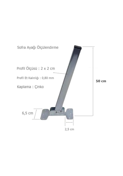 4 Adet Masa Sehpa Sofra Ayağı Metal Katlanır Ayak 50 Cm Gümüş