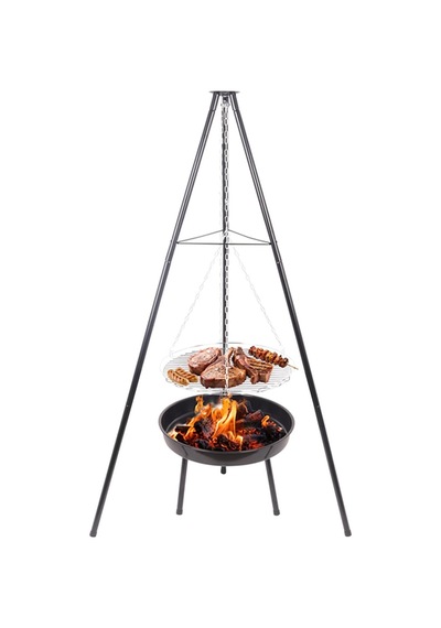 Paslanmaz Çelik Tripod Askılı Katlanır Kömür Barbekü Izgarası - Açık Hava Kullanımı İçin İdeal 23020 Diğer