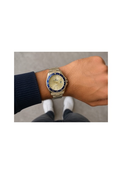 Üst Kaliteli Çelik Erkek Kol Saati 3atm Suya Dayanıklı Dönen Bezel Detaylı Gümüş-mavi - 887484959 Diğer