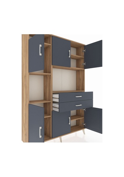 Arges Dolap 8 Raflı 2 Çekmeceli 6 Kapaklı 132x30x195 Çam-antrasit/antrasit Antrasıt/antrasıt Arges Dolap 8 Raflı 2 Çekmeceli 6 Kapaklı 132x30x195 Çam-antrasit/antrasit Antrasıt/antrasıt