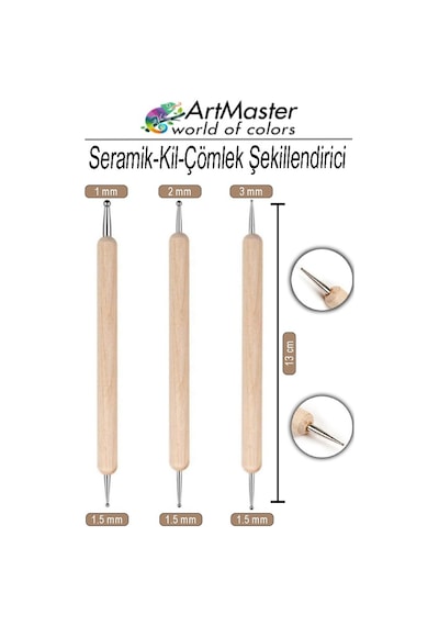 Seramik Kil Çömlek Şekillendirici 3 Lü 1 Paket Oyma Seti Seramik Hobi Modelaj Heykel Tasarım Sanat Şelillendirici