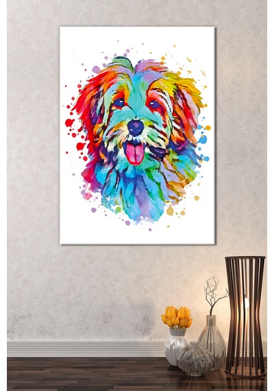 Petshoplara Veterinerlere Özel Suluboya Efektli Köpek Kanvas Tablo Sevimli Patiler ( 8 Farklı Ölçü ) 100 x 140